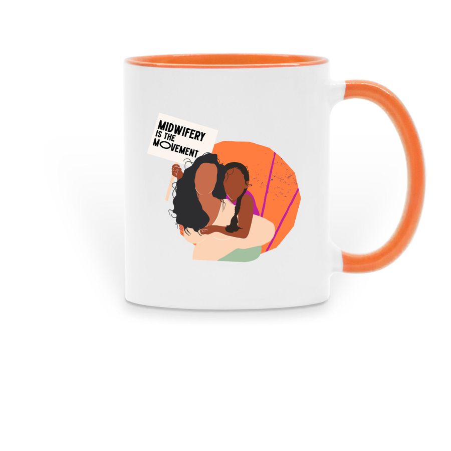 Midwifery is the Movement Mug - Citrine, a Orange Two-Tone Ceramic Mug