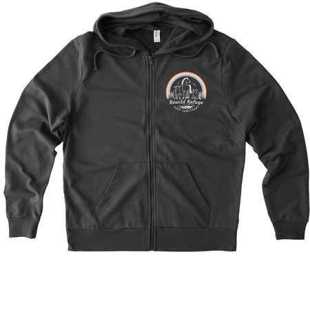Rewild Rainbow Zip-Up (White Logo), a Terrain Grey Allmade Organic French Terry Zip Up Hoodie