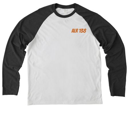 ALR Chapter 138, a Space Black/ Bright White Allmade Eco Triblend Colorblock Raglan Long Sleeve Tee