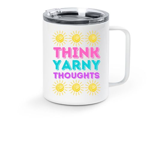 Think Yarny Thoughts Travel Mug! White Stainless Steel Travel Mug