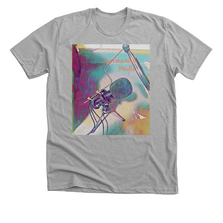 Justmanish media merch store, a Athletic Heather Premium Unisex Tee