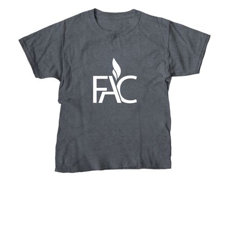 FAC White Front Logo, a Dark Heather Youth Unisex Tee