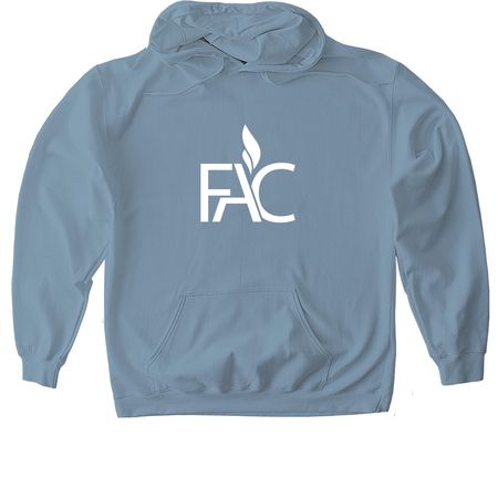 FAC White Front Logo, a Stone Blue Gildan Softstyle Pullover Hoodie