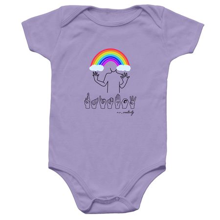 ILY (White Emoji with ILY ASL, Onesie), a Lavender Infant Onesie