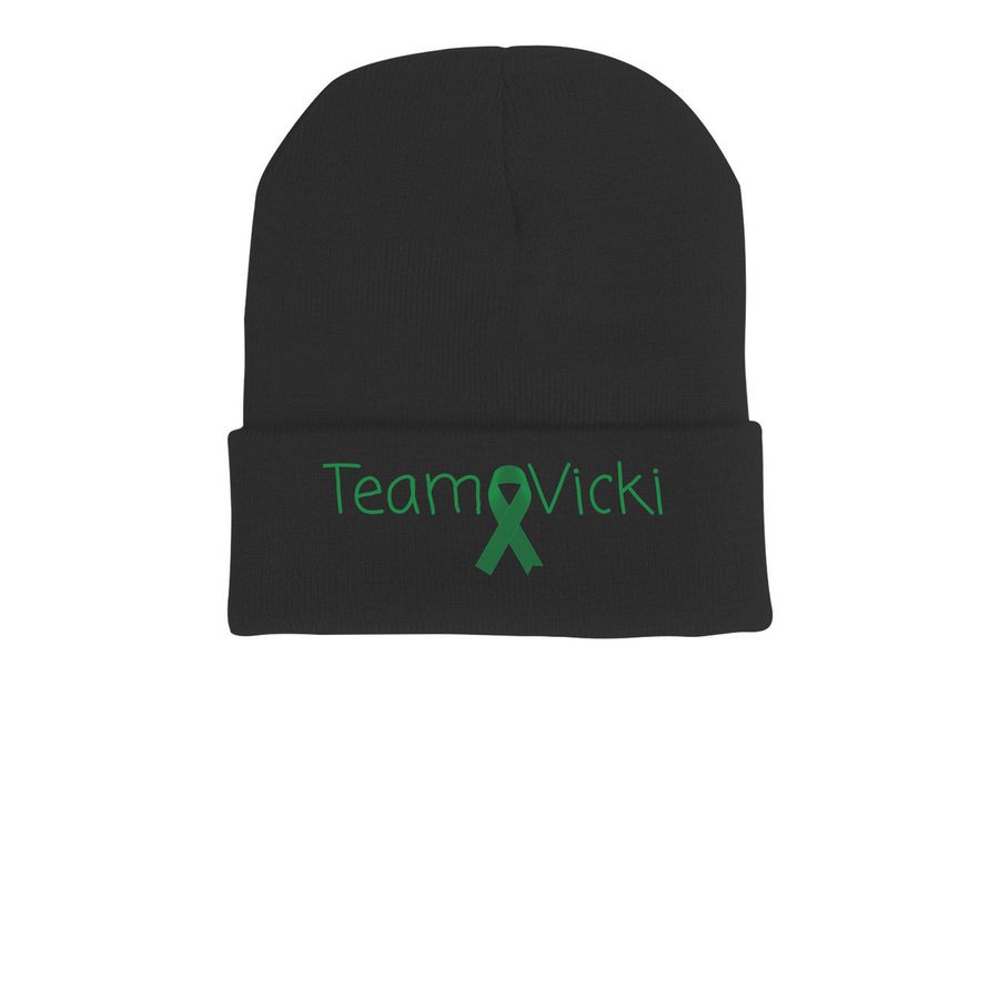 Team Vicki beanie, a Black Printed Cuffed Beanie