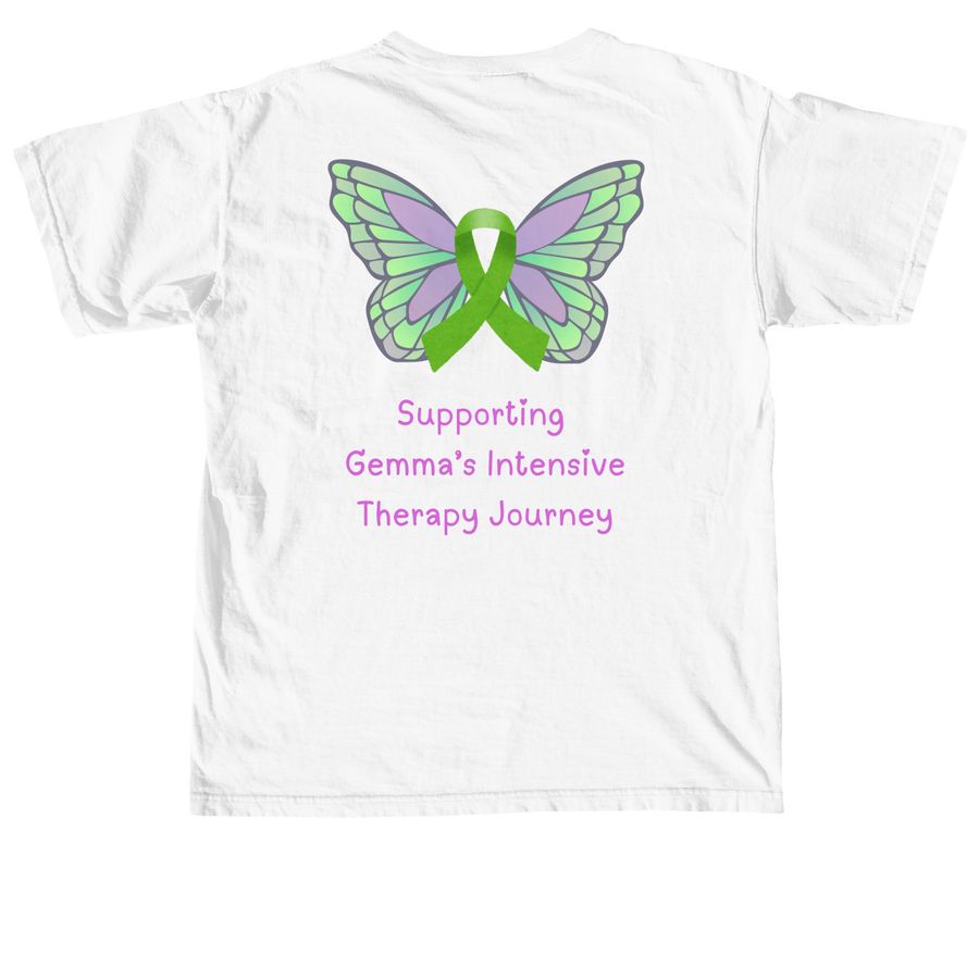 Gemma?s Journey ?, a White Comfort Colors Unisex Tee (back-view)