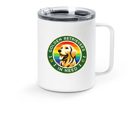 GRIN Rainbow Logo Mug, a White Stainless Steel Travel Mug