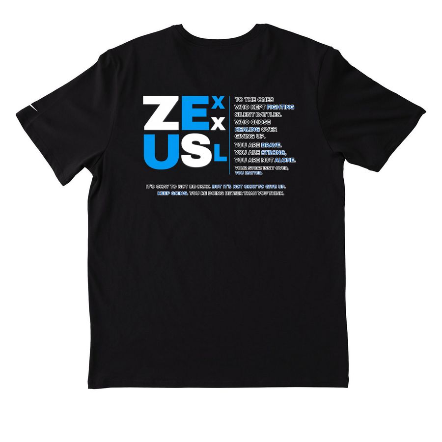 Mental health collection, a Black Nike Dri-FIT Jersey Blend Performance Tee (back-view)
