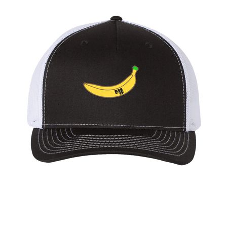 Banana Hat, a Black/ White Printed Five-Panel Trucker Cap
