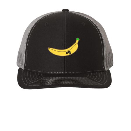 Banana Hat, a Black/ Charcoal Printed Snapback Trucker Cap