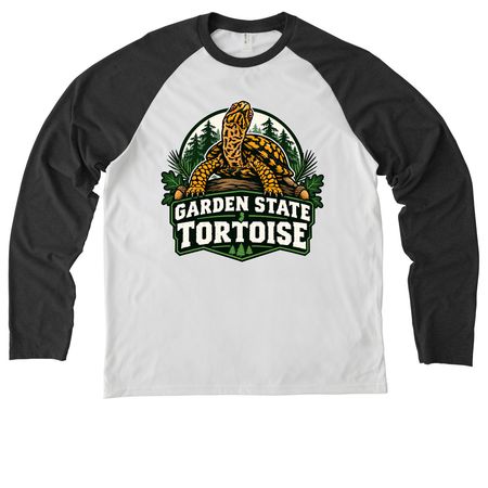 Garden State Tortoise Official Logo, a Space Black/ Bright White Allmade Eco Triblend Colorblock Raglan Long Sleeve Tee