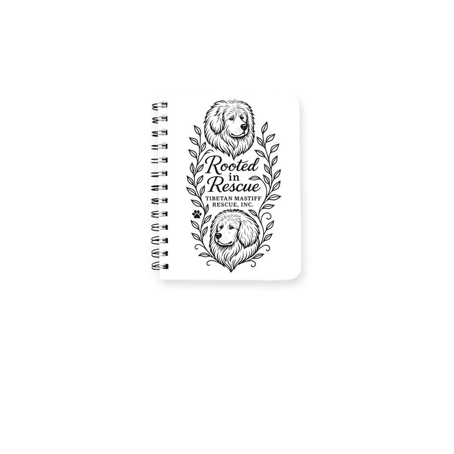 Rooted in Rescue, a White Spiral Notebook