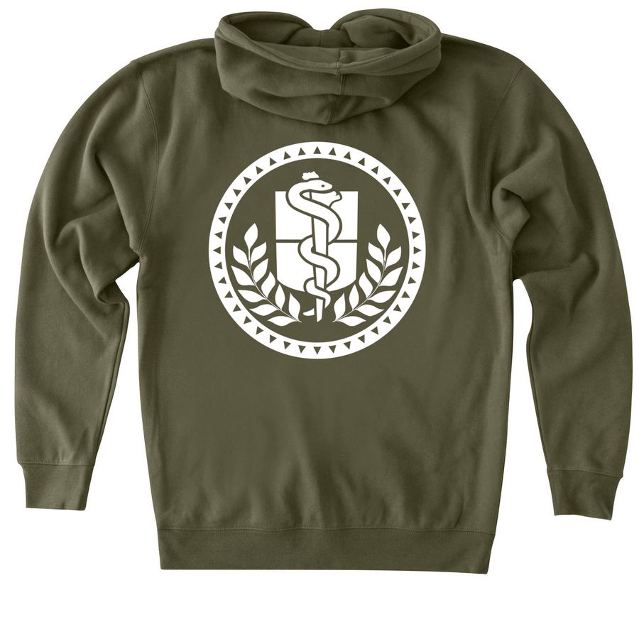 Apparel with a white front and back logo!, a Army Heavyweight Zip Up Hoodie (back-view)