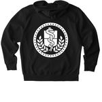 Apparel with a white front and back logo!, a Black Stanley/Stella Unisex Cultivator 2.0 Zip Up Pullover Hoodie (back-view)