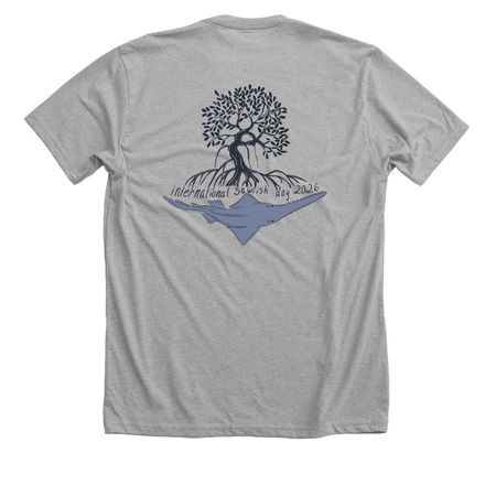 ISD 2026 (Pacific Ocean logo), a Athletic Heather Premium Unisex Tee (back-view)