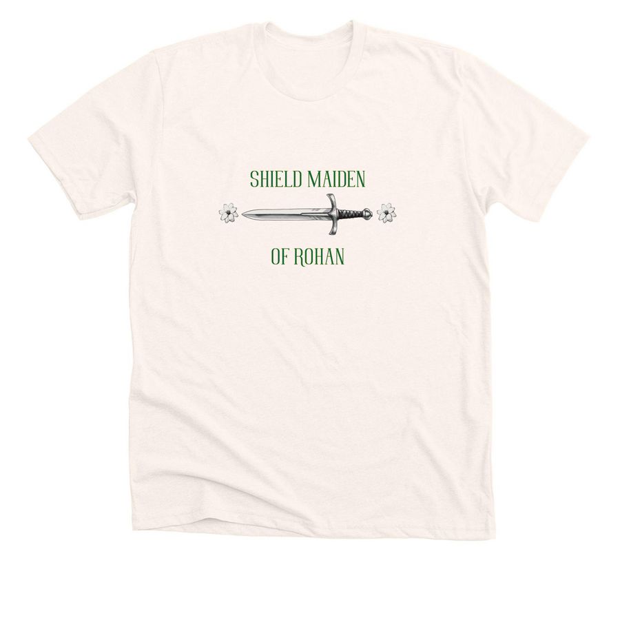 Shield Maiden of Rohan, a Heather Natural Premium Unisex Tee