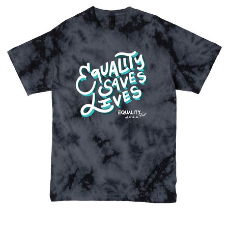 2026 Equality Fest Merch, a Black Crystal Tie Dye Tee