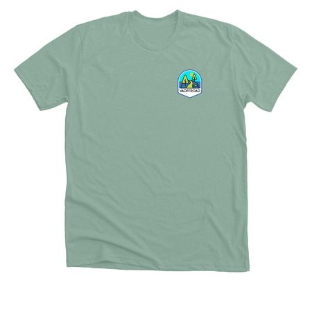 Peters Mill Run Jeep, a Heather Dusty Blue Premium Unisex Tee (back-view)