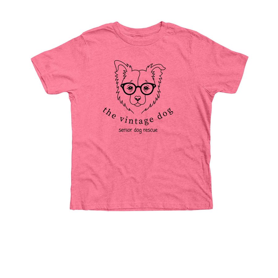 The Vintage Dog YOUTH Logo, a Neon Pink Premium Youth Tee