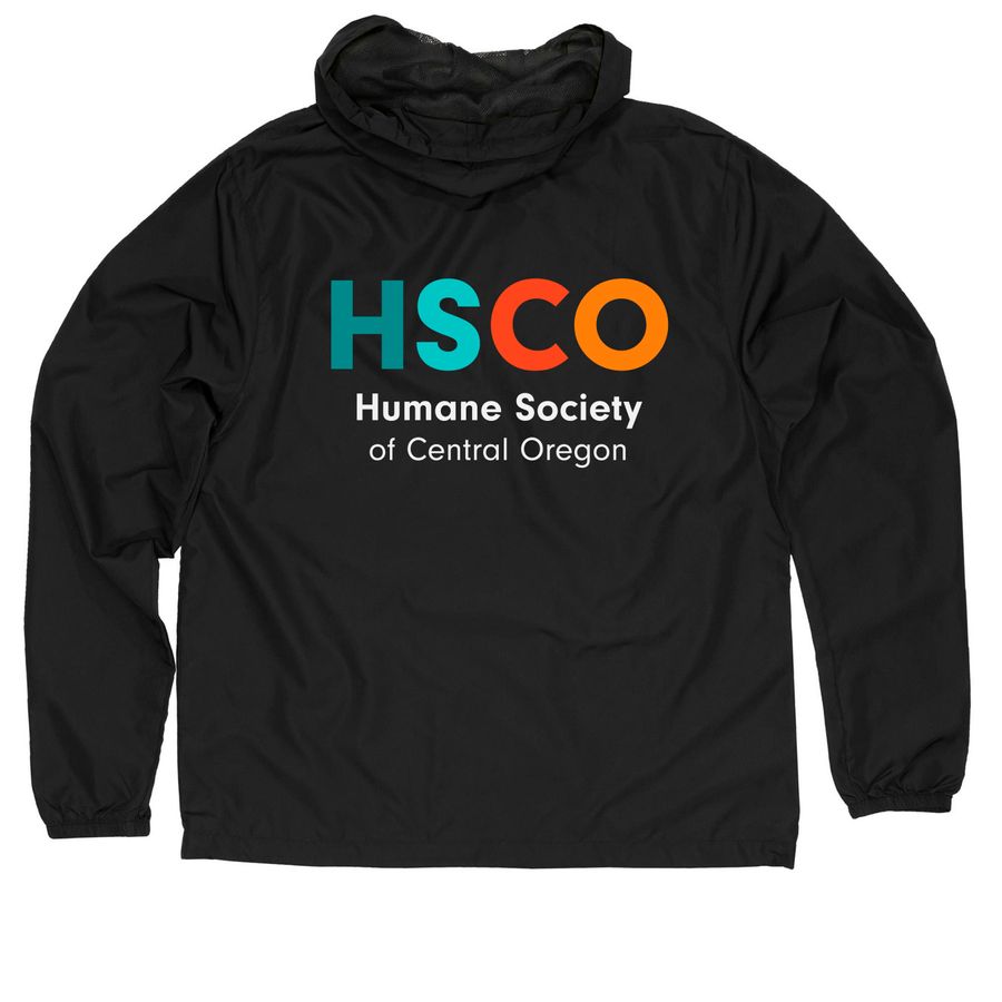 HSCO- Logo Wear, a Black Quarter-Zip Windbreaker (back-view)