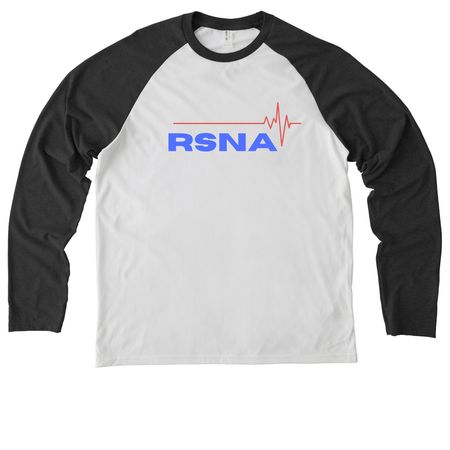 RSNA Heartbeat, a Space Black/ Bright White Allmade Eco Triblend Colorblock Raglan Long Sleeve Tee