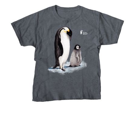 Emperor Penguin-White Logo, a Dark Heather Youth Unisex Tee