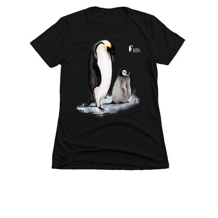 Emperor Penguin-White Logo, a Black Women's Slim Fit Tee