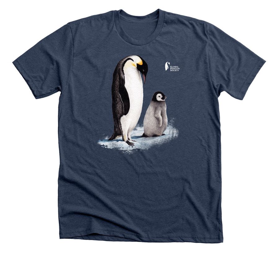 Emperor Penguin-White Logo, a Heather Navy Premium Unisex Tee
