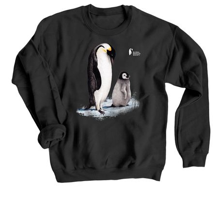 Emperor Penguin-White Logo, a Black Crewneck Sweatshirt