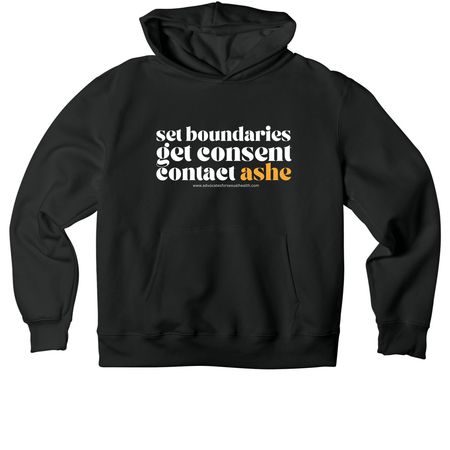 ASHE: Consent & Boundaries, a Vintage Black Premium Heavyweight Pullover Hoodie