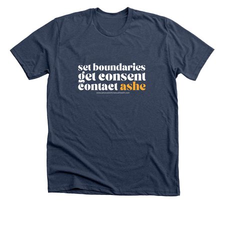 ASHE: Consent & Boundaries, a Heather Navy Premium Unisex Tee