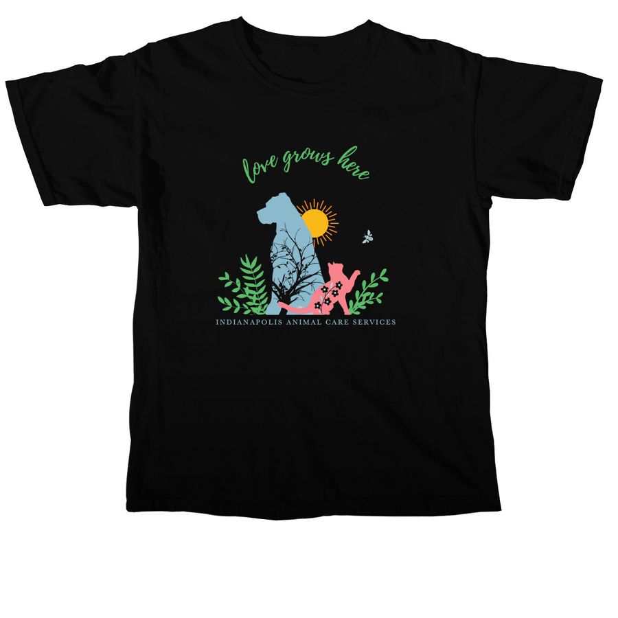 Love Grows Here, a Black Comfort Colors Unisex Tee