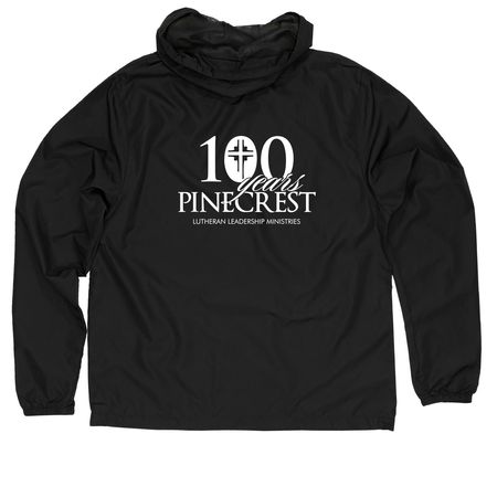 Pinecrest 100th Official Windbreaker, a Black Quarter-Zip Windbreaker (back-view)