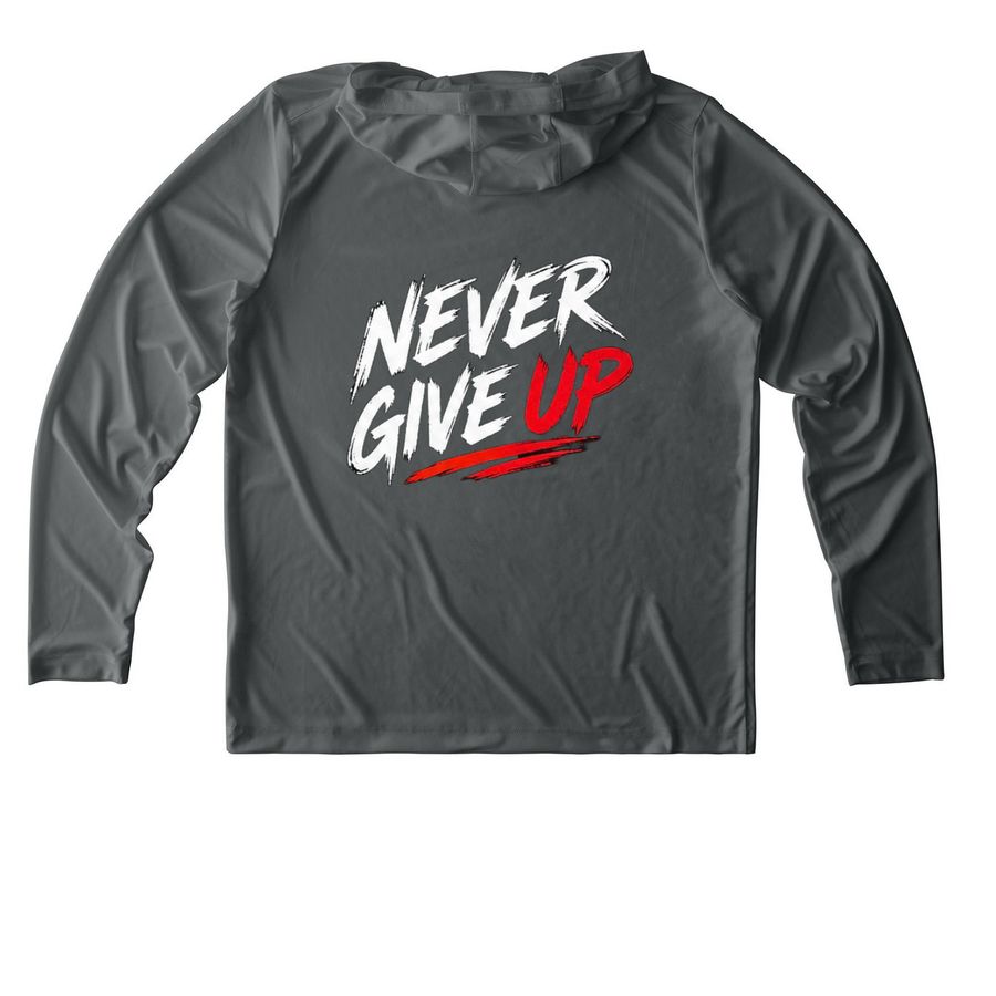 Hoops, a Dark Smoke Grey UV Performance Long Sleeve Hoodie (back-view)