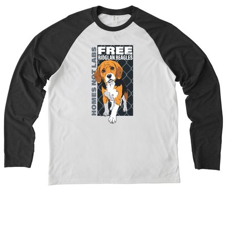 FREE THE RIDGLAN BEAGLES, a Space Black/ Bright White Allmade Eco Triblend Colorblock Raglan Long Sleeve Tee