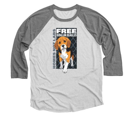 FREE THE RIDGLAN BEAGLES, a Premium Heather and Heather White 3/4 Sleeve Baseball Tee