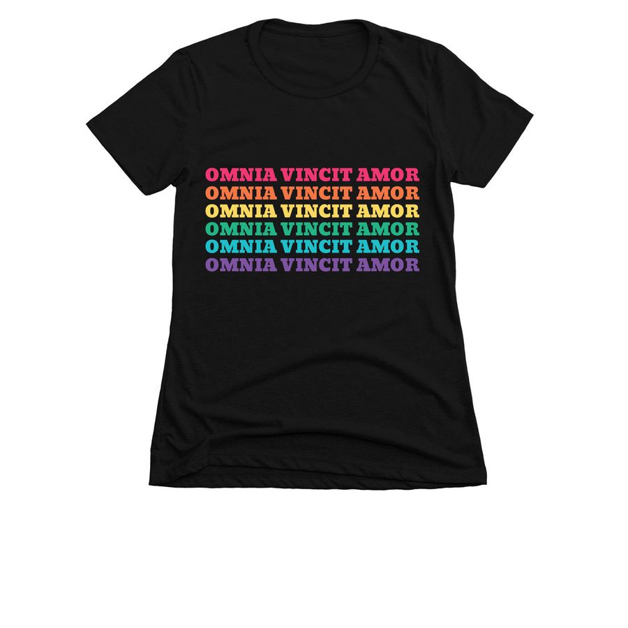 Omnia Vincit Amor T-Shirt, a Black Women's Slim Fit Tee