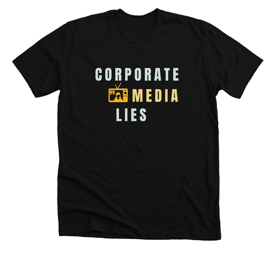 CORPORATE MEDIA LIES, a Solid Black Blend Premium Unisex Tee