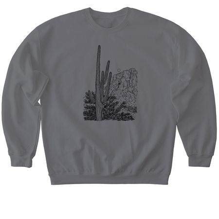 Superstition Mountains, a Charcoal Softstyle Crewneck Sweatshirt