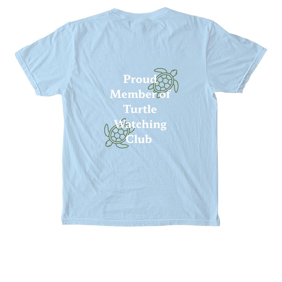 Turtle Club- Pocket, a Chambray Comfort Colors Pocket Tee (back-view)