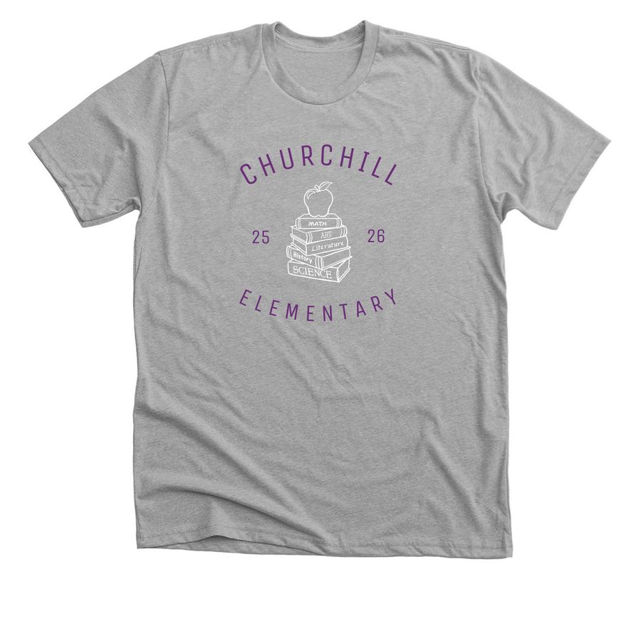Churchill Book Stack Adult Sizing, a Athletic Heather Premium Unisex Tee