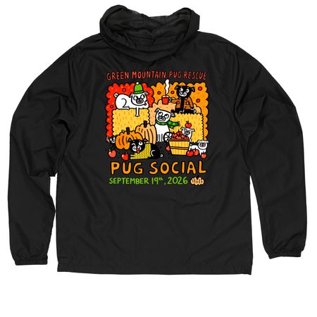 2026&nbsp;GMPR Pug Social Jackets, a Black Quarter-Zip Windbreaker (back-view)