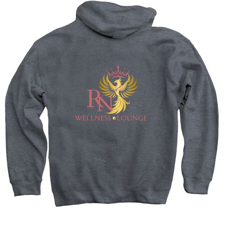 MERCH FOR PAWS, a Dark Heather Pullover Hoodie (back-view)
