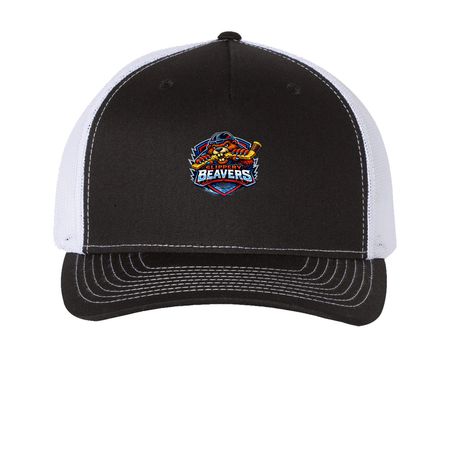 New Beaver Logo Hats, a Black/ White Printed Five-Panel Trucker Cap
