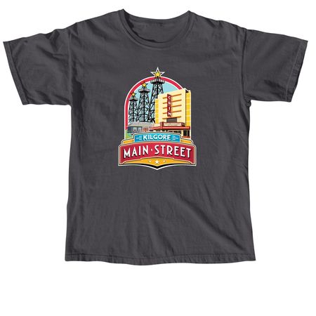 Kilgore Main Street, a Graphite Comfort Colors Unisex Tee
