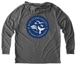 New Logo Apparel, a Aluminum Grey Allmade Eco Triblend Hoodie Tee (back-view)