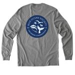 New Logo Apparel, a Granite Grey Heather Allmade Organic Cotton Long Sleeve Tee (back-view)