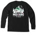 4E dark color apparels, light logo, a Solid Black Blend Premium Long Sleeve Tee (back-view)