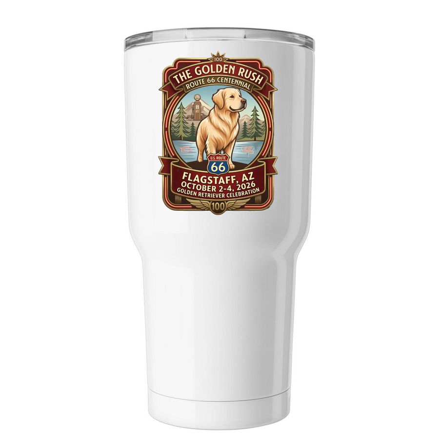 The Golden Rush Tumblers, a White Insulated Tumbler