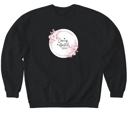 Qanuq itpitch, b****?, a Black Softstyle Crewneck Sweatshirt